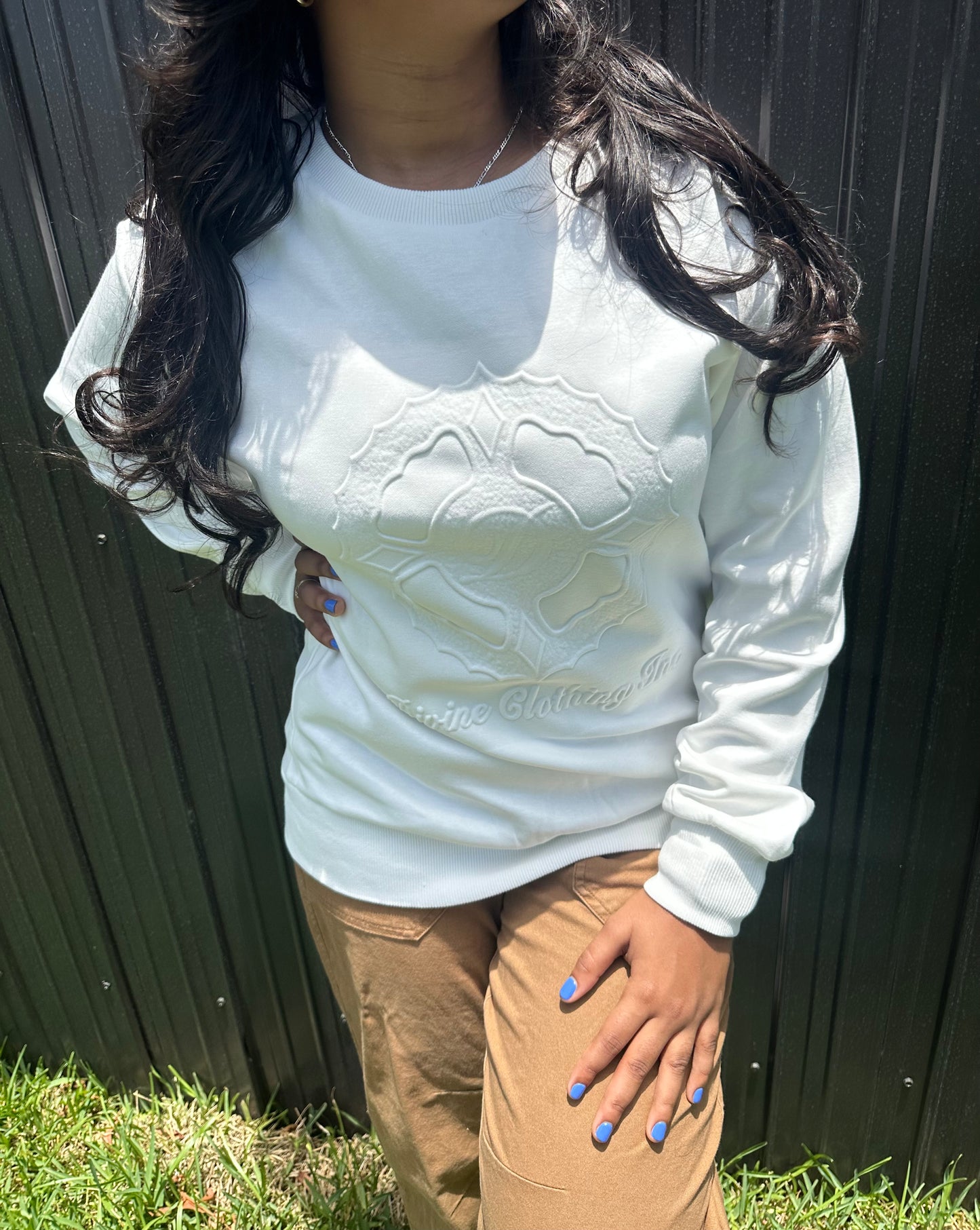 Signature Logo Embossed Sweatshirt (White)