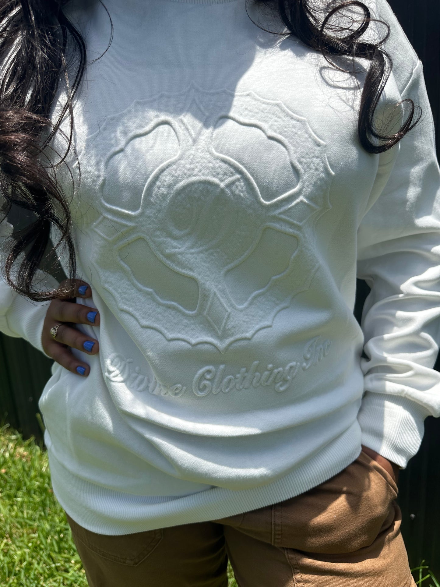 Signature Logo Embossed Sweatshirt (White)