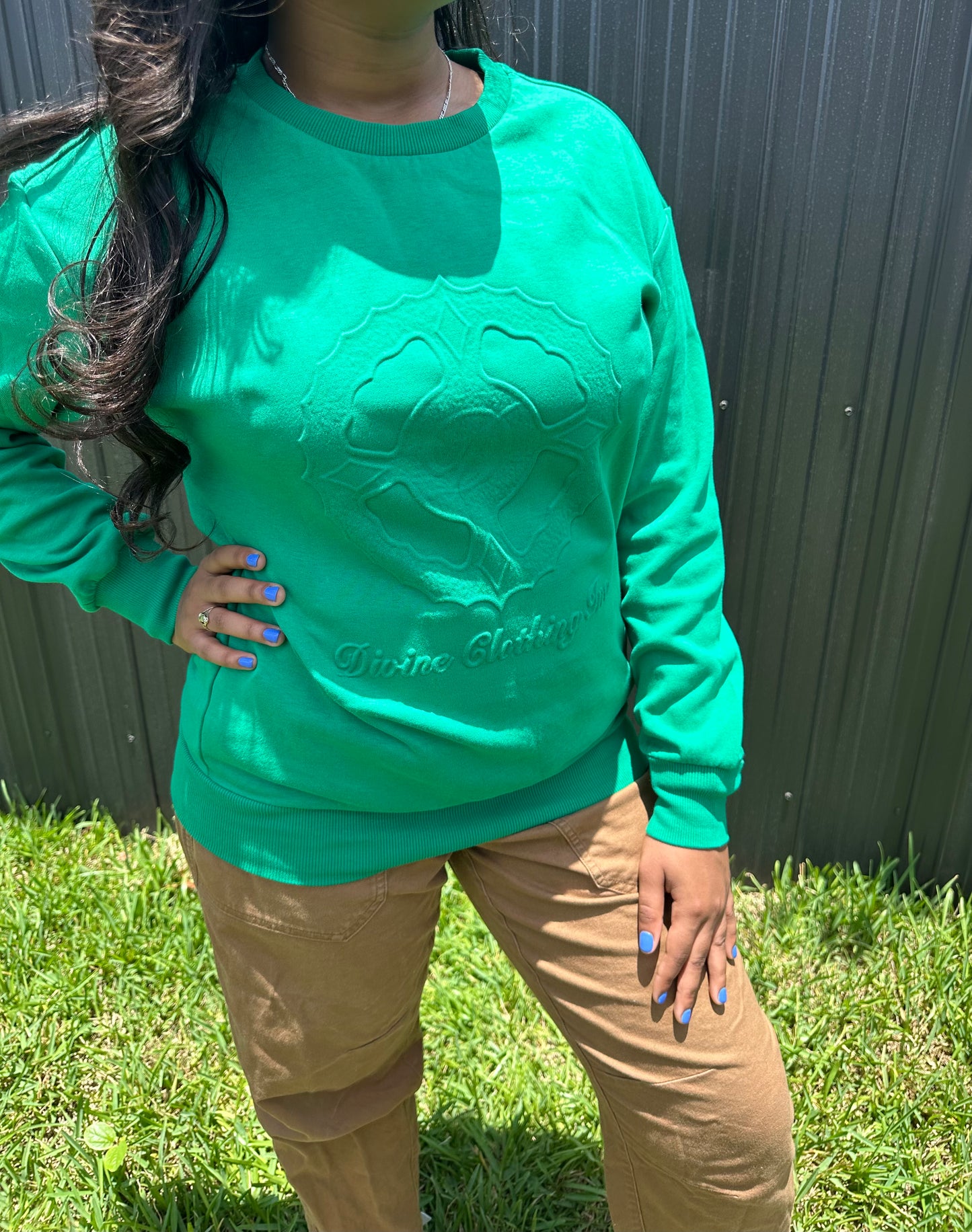 Signature Logo Embossed Sweatshirt (Green)